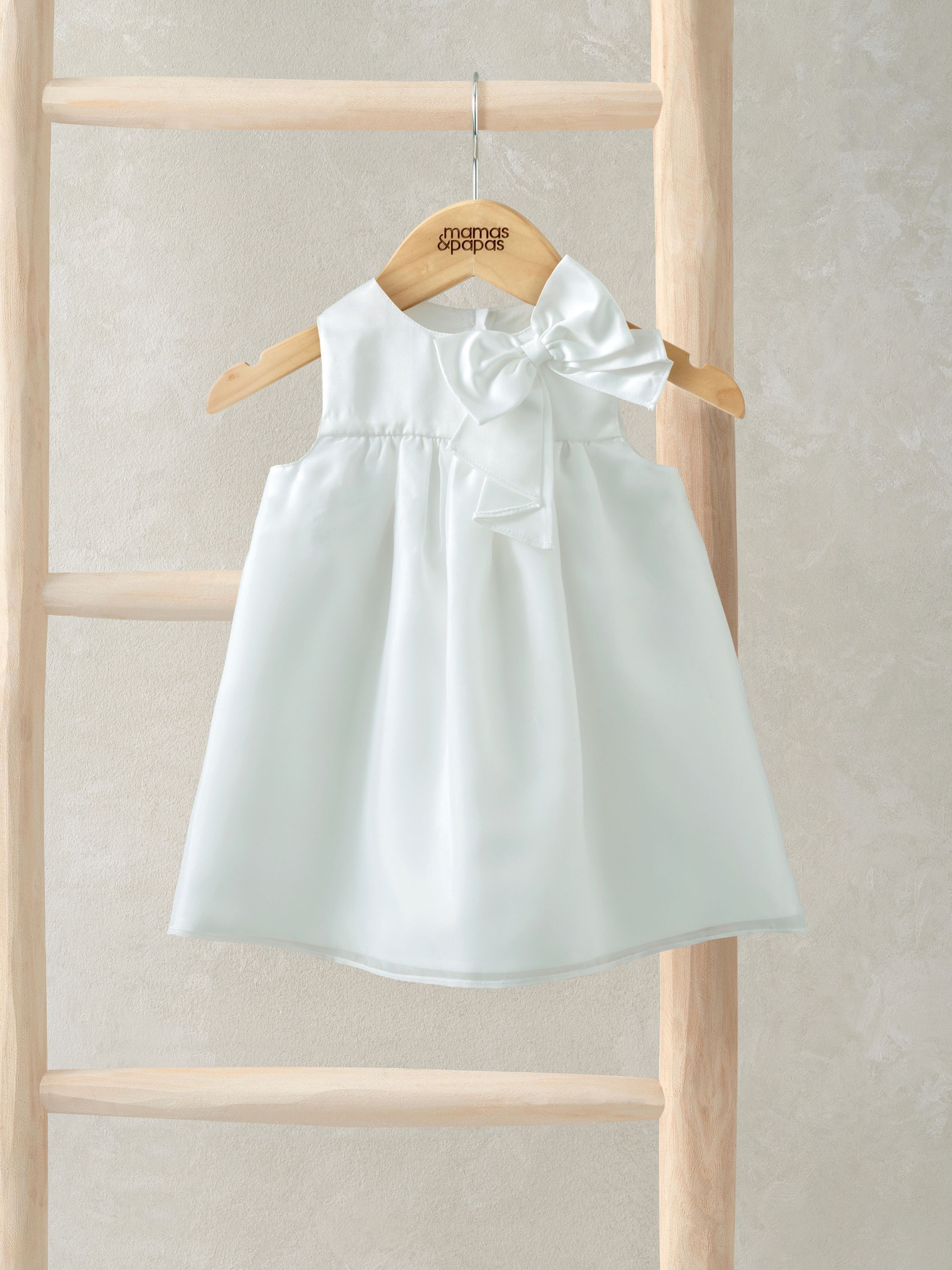 White Organza Bow Dress Baby Gift Set with Muslin Blanket, Headband & Lamb Chime image number 4
